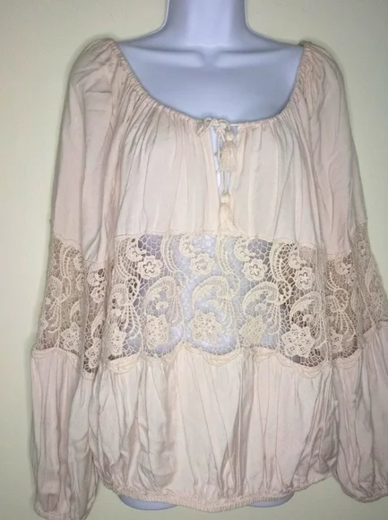 Free People Boho full center Lace long sleeve top - Picture 10 of 13